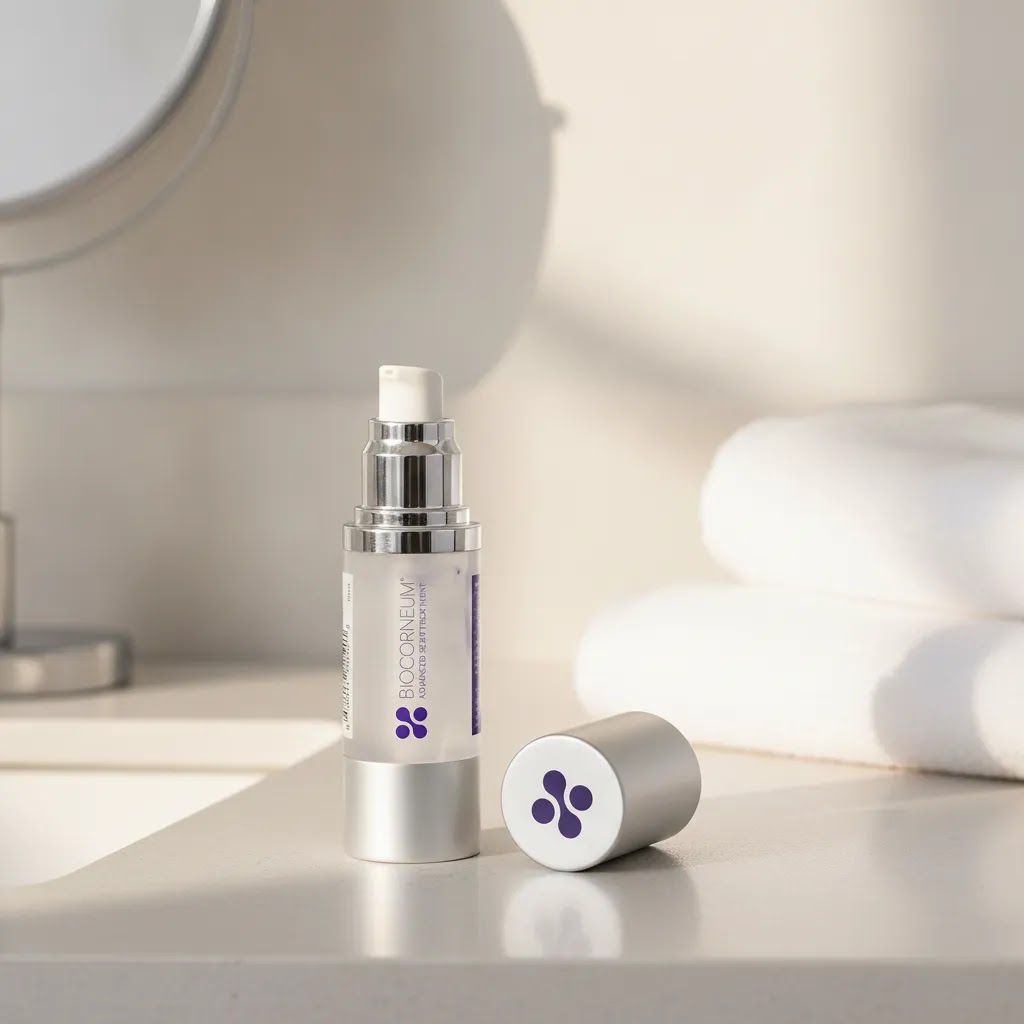 Acne scar removal cream featured image with BIOCORNEUM SiliSilk Advanced Scar Gel on a clean skincare vanity