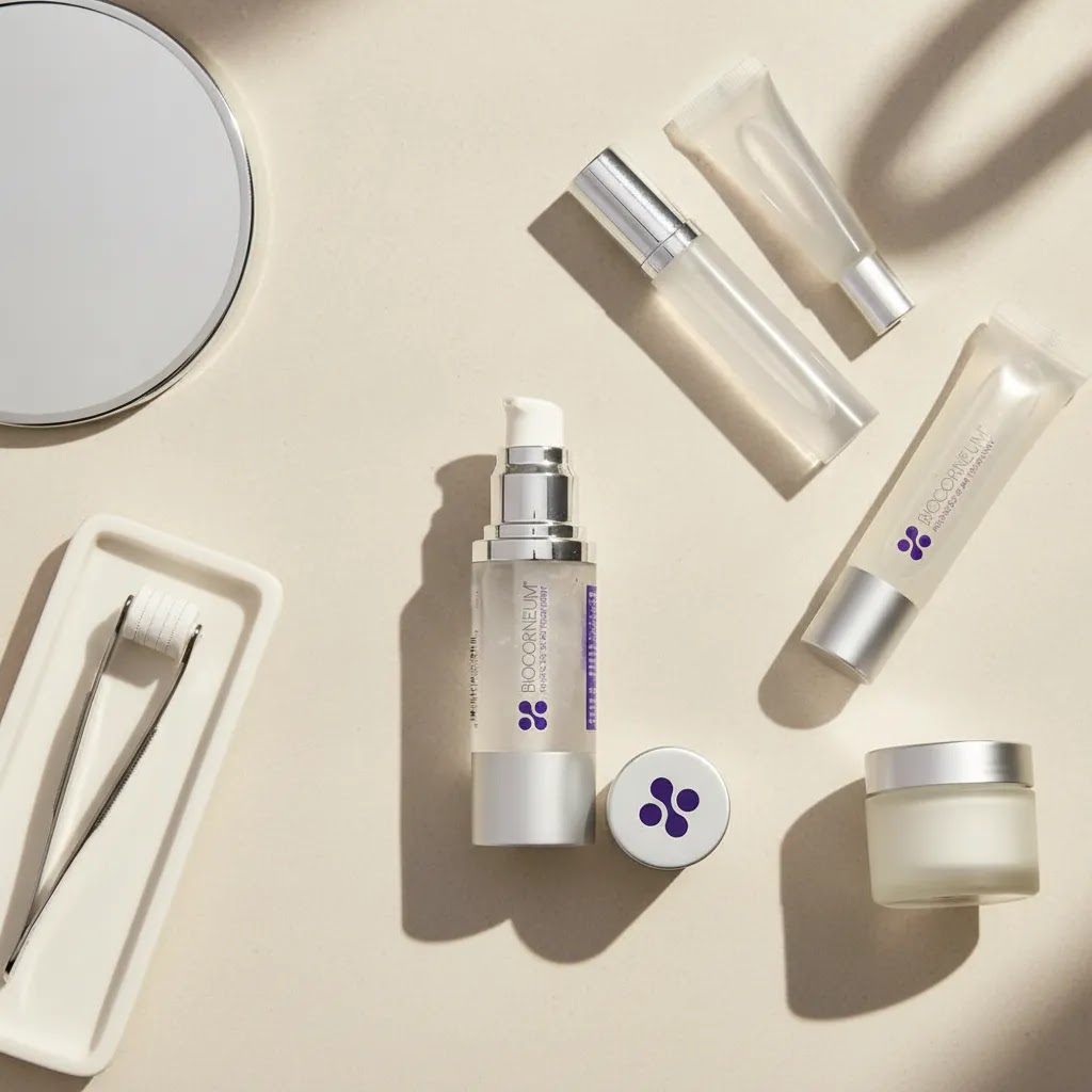 Best acne scar cream roundup with professional silicone scar gel products in a clean editorial skincare flat lay
