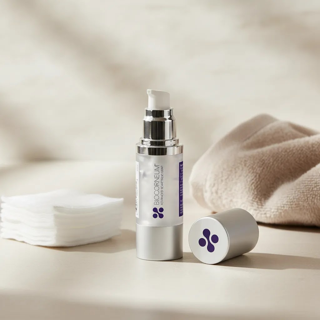 Best scar cream after surgery hero image featuring BIOCORNEUM SiliSilk Advanced Scar Gel on a clean clinical surface