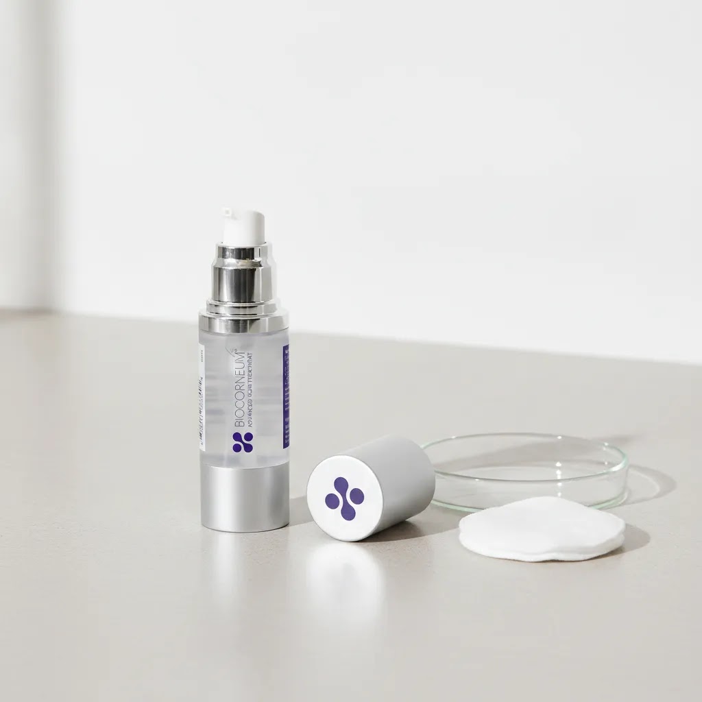 Mederma vs Biocorneum article image showing Biocorneum silicone scar gel in a clean evidence-focused skincare setting