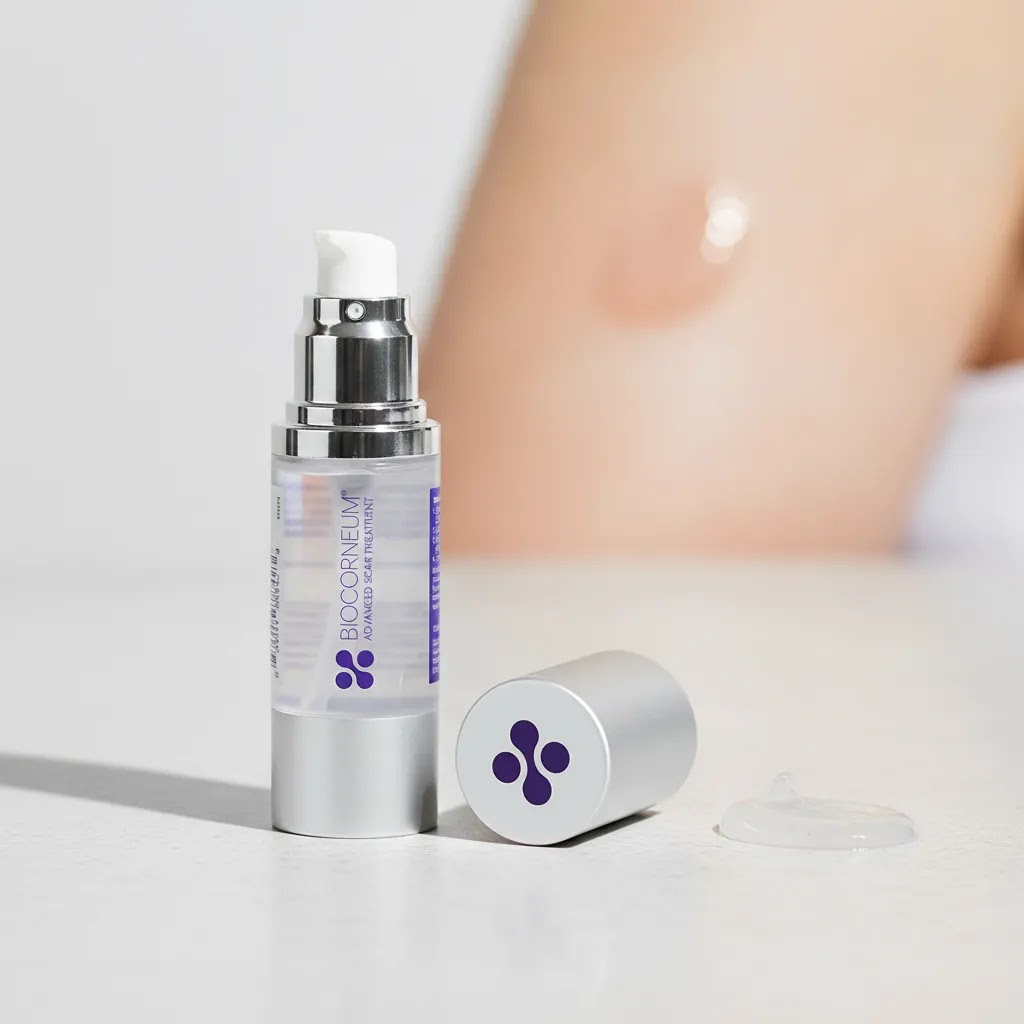 BIOCORNEUM SiliSilk Advanced Scar Gel inspired scar remover product image in a clean clinical setting