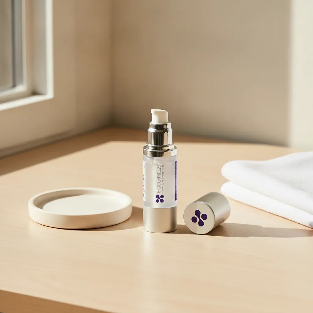 Biocorneum vs Mederma daily routine image showing BIOCORNEUM scar gel for scar care planning