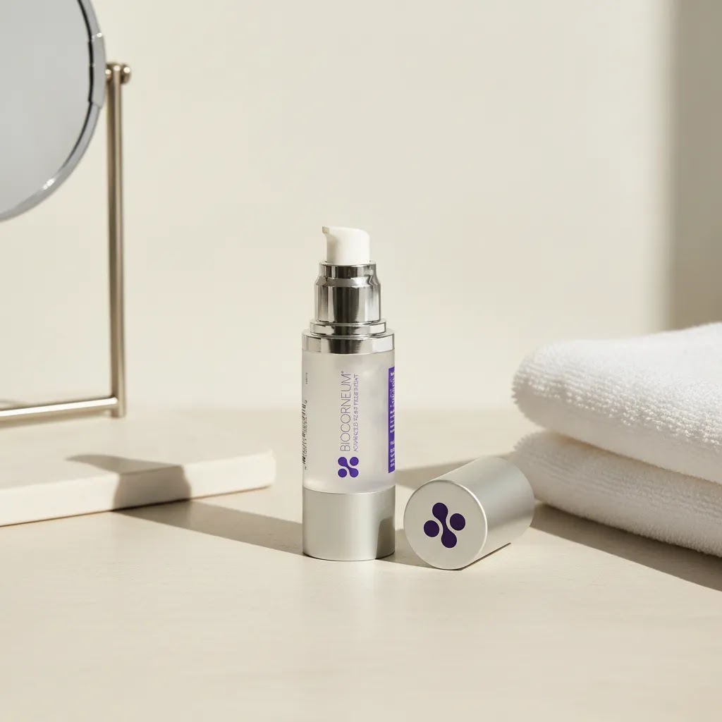Does silicone scar gel work on acne scars hero image featuring BIOCORNEUM SiliSilk Advanced Scar Gel on a clean skincare surface