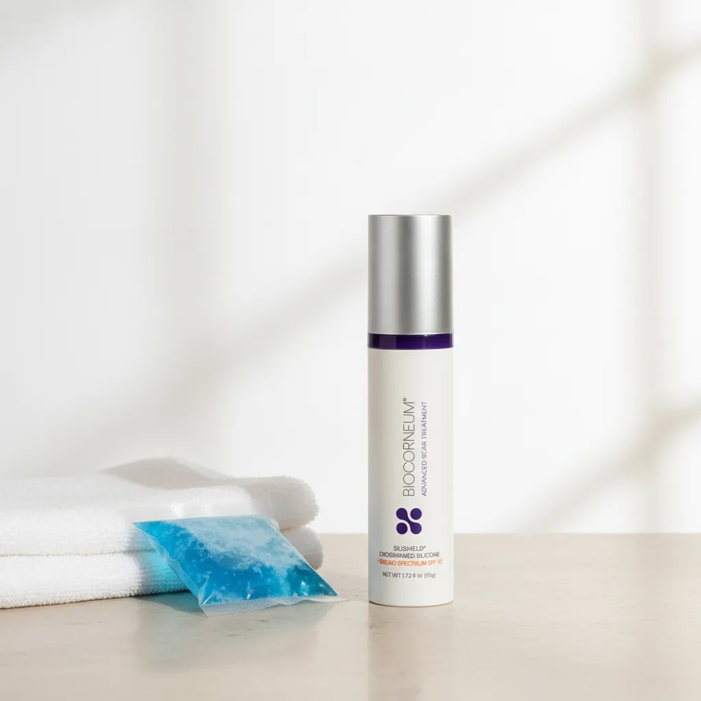 Bruise treatment guide image showing Hurri-Freeze with cold compress for first 24 hours bruise care