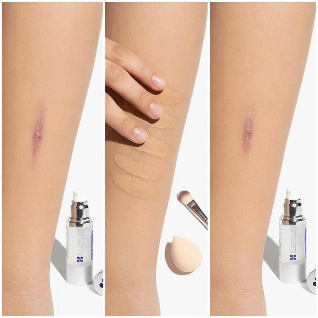 How to cover up scars step by step with thin layers for a natural finish