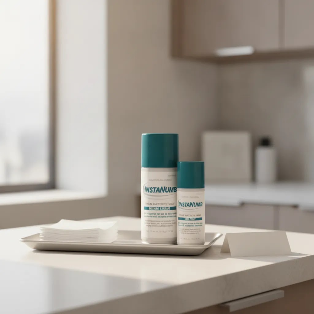 How to get rid of old acne scars treatment planning image with InstaNumb in a professional clinical setting