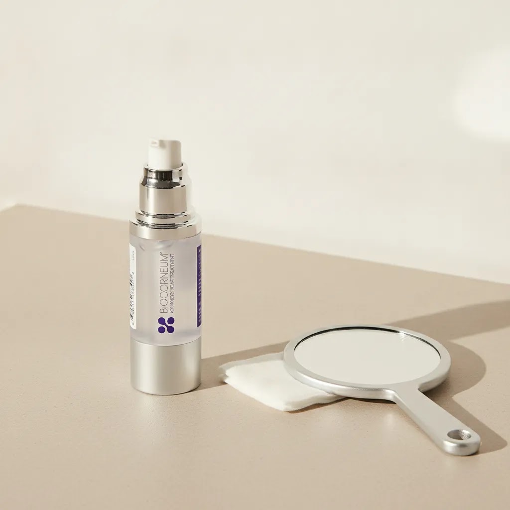 Mederma vs ScarAway targeted scar care comparison concept featuring Pro-Sil stick in a minimal clinical scene