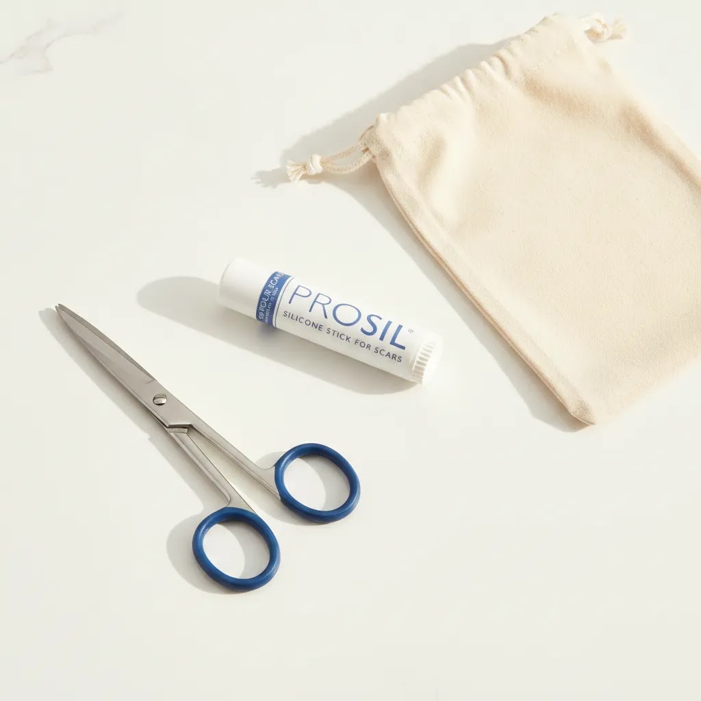 Biodermis silicone scar sheets with Epi-Derm Small Strips illustrating sizing and wear tips