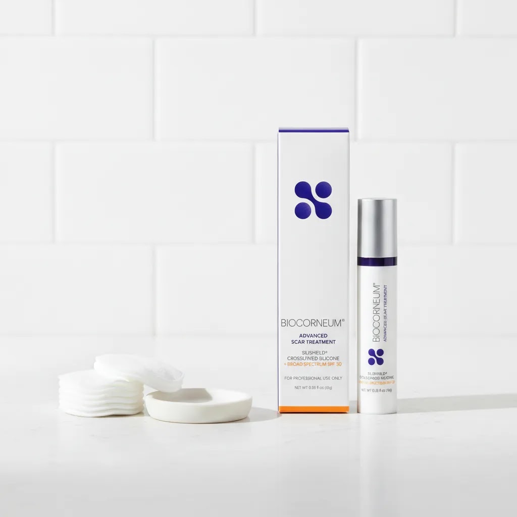 Best scar oil after surgery comparison image with BIOCORNEUM 10g for post-surgical scar care timing