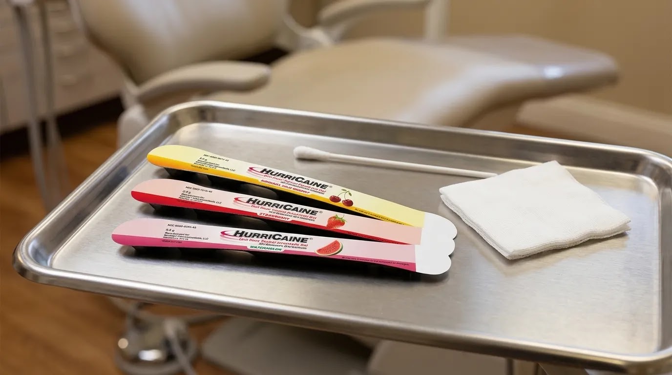 Benzocaine topical anesthetic unit dose prepared for localized oral care