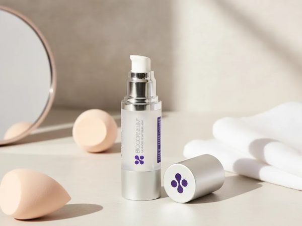 How to cover up scars with BIOCORNEUM SiliSilk Advanced Scar Gel on a clean vanity surface