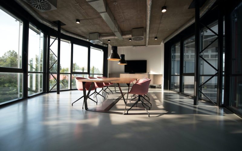 Picture of empty business conference table
