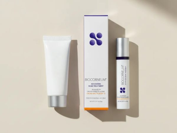 Silagen vs Biocorneum comparison image showing two silicone scar gel products side by side for post-surgery scar care